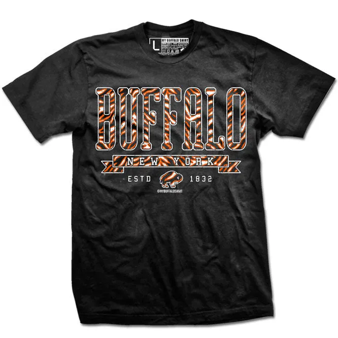 Buffalo, NY (Orange LAX stripes) t-shirt