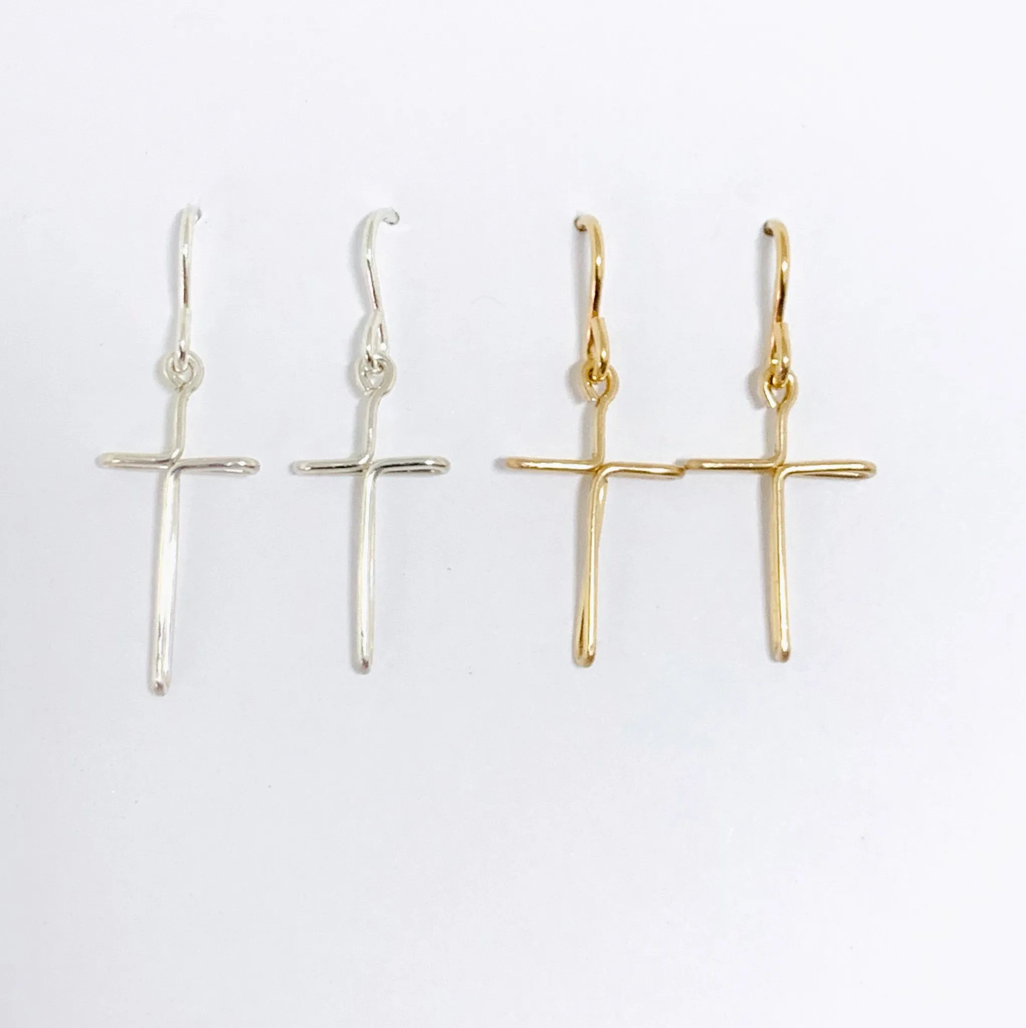 dainty dangle cross earrings