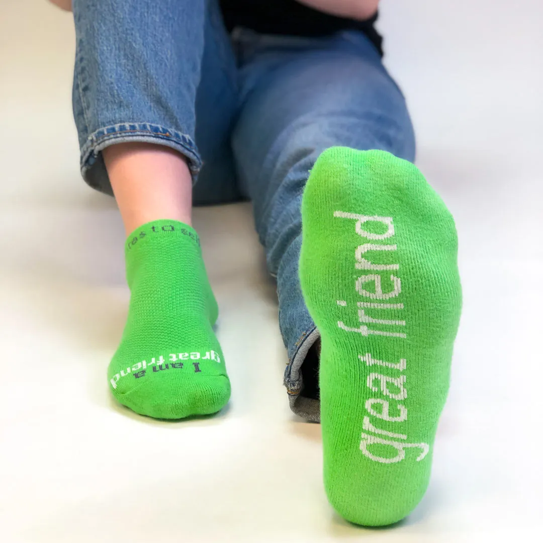 I am a great friend® cactus green low-cut socks