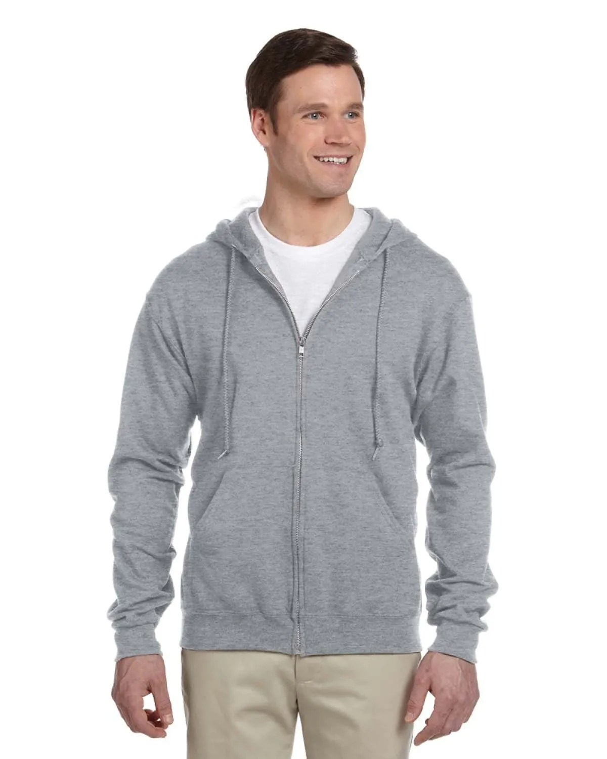 Jerzees Lightweight Full-Zip Hooded Sweatshirt | Athletic Heather