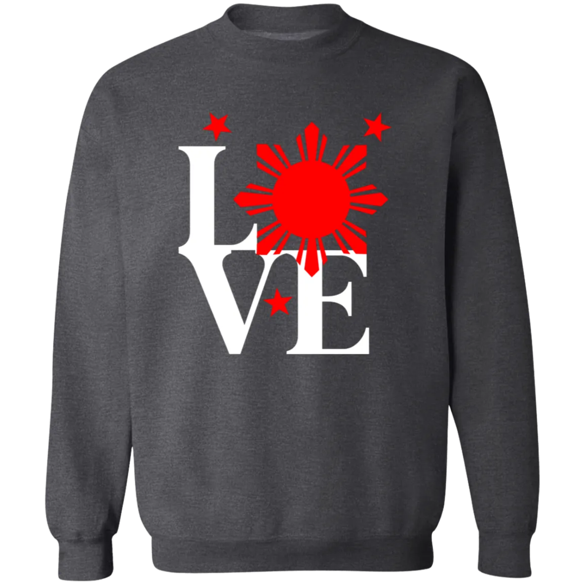 Love with Red Sun and Stars Unisex Crewneck Pullover Sweatshirt