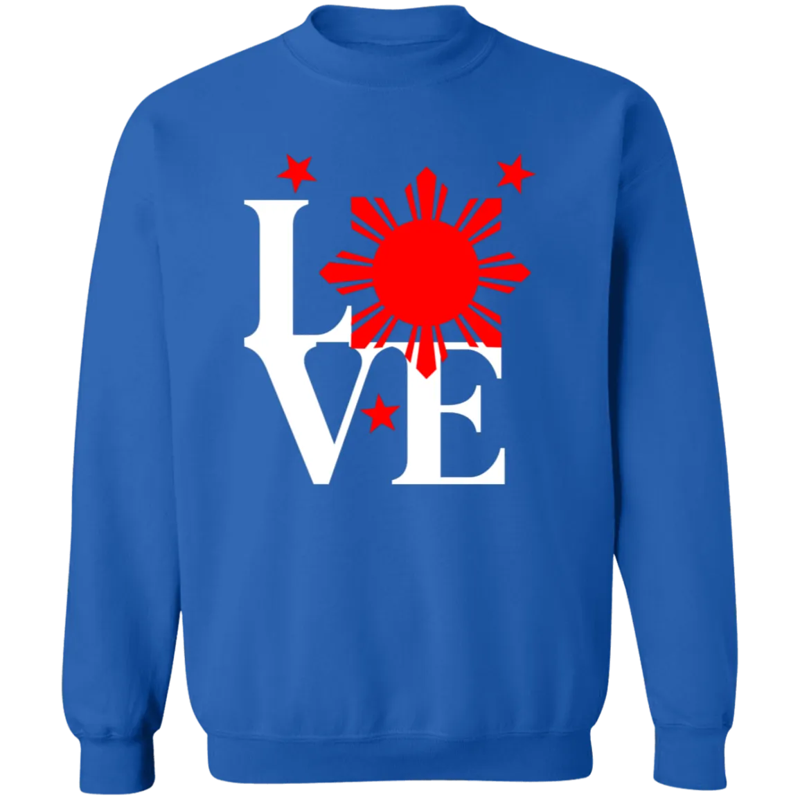 Love with Red Sun and Stars Unisex Crewneck Pullover Sweatshirt