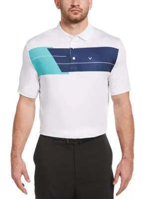 Mens Bold Block Chest Print Polo