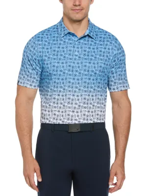 Mens Retro Tech Ombre Print Golf Polo