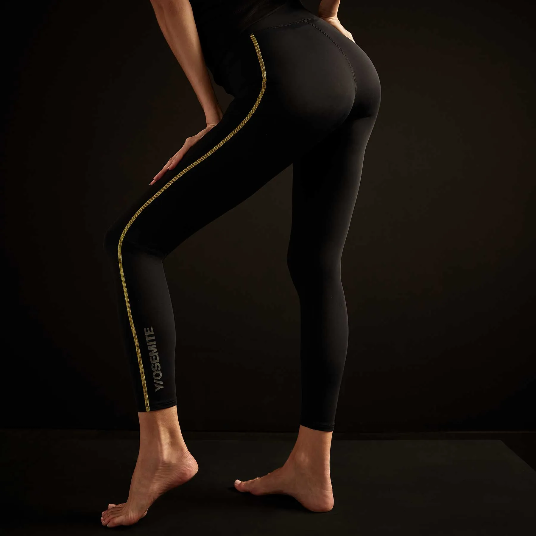 Spiral Seam Legging - Black/Solar