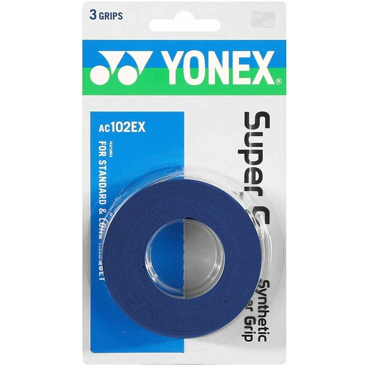 Yonex AC102EX Super Grap Badminton Overgrip - 3 Pack - Blue